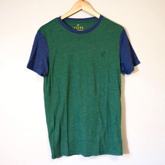 American Eagle Green & Blue Short Sleeve Tee Shirt - Picture 1 of 4